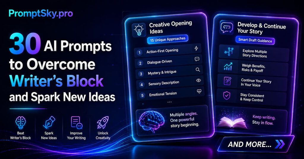 30 AI Prompts to Overcome Writer’s Block and Spark New Ideas